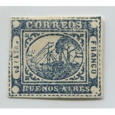ARGENTINA 1859 GJ 12 BARQUITO ESTAMPILLA NUEVA DE MUY BUENA CALIDAD POSICION 28, MUY LINDO EJEMPLAR U$ 660